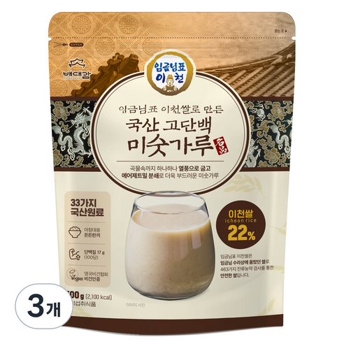 배대감 임금님표 이천쌀로 만든 국산 고단백 미숫가루, 500g, 3개