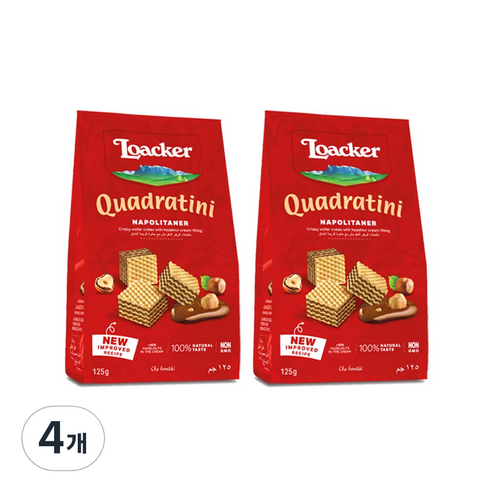 로아커 콰드라티니 웨하스 헤이즐럿, 125g, 4개