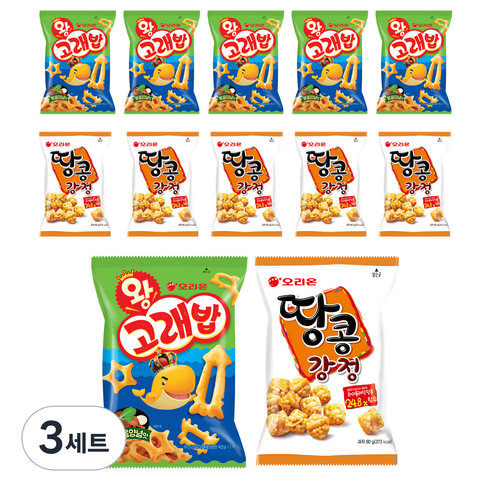 오리온 땅콩강정 80g x 6p + 왕고래밥 볶음양념맛 스낵 56g x 6p, 3세트