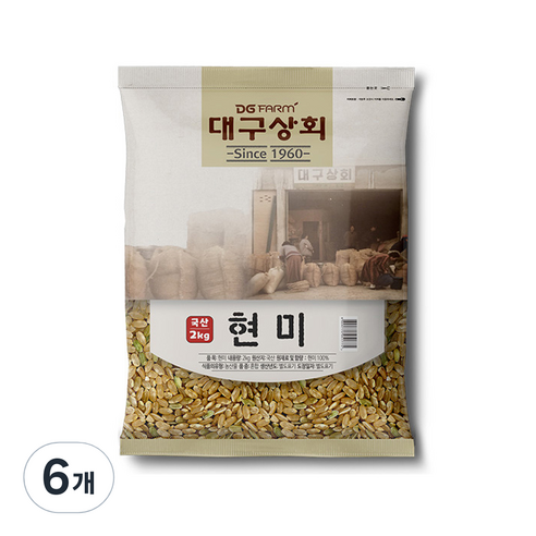 대구상회 국산 현미, 2kg, 6개