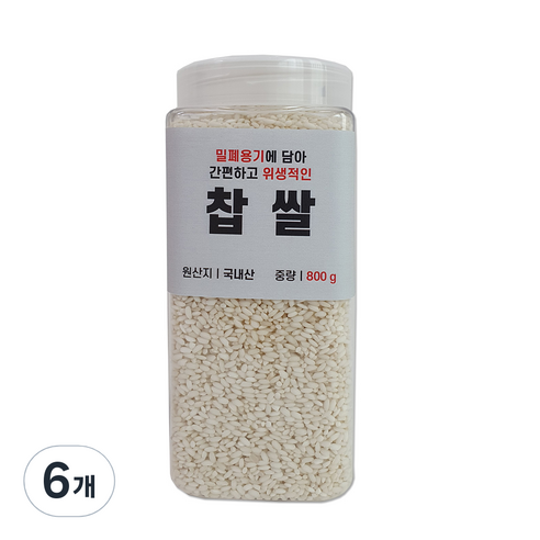 대한농산 통에담은 찹쌀, 800g, 6개