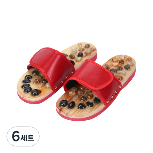 MAME 옥석지압슬리퍼 여성용 M, 6세트, 레드
