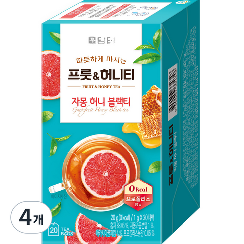 담터 프룻 앤 허니 자몽허니블랙티, 1g, 20개입, 4개