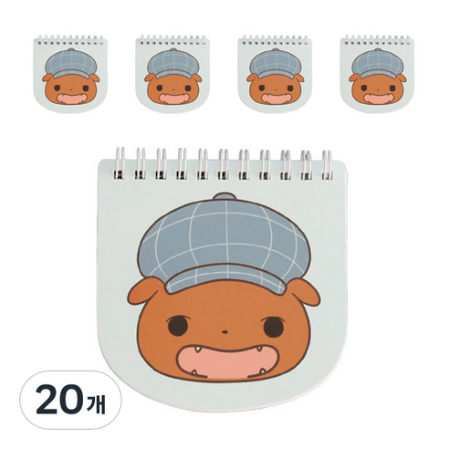 아이세움 엉덩이탐정 캐릭터 모양노트, 블루(브라운), 20개