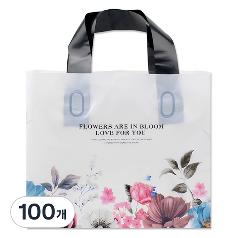 아이엔피 LDPE 손잡이 비닐백 대 40 x 30 cm, 06 블룸플라워, 100개