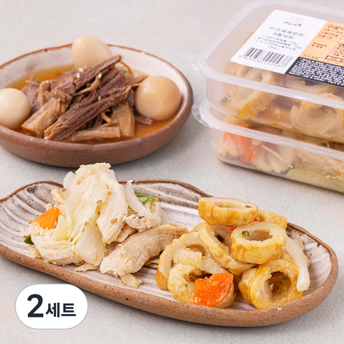 남도애꽃 키즈쑥쑥반찬 구운어묵볶음 120g + 닭가슴살 양배추볶음 150g + 소고기 메추리알 장조림 150g 세트, 2세트