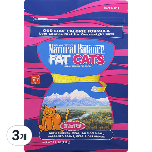 내추럴발란스 고양이 어덜트용 팻캣 닭 & 연어 사료, 1.1kg, 3개
