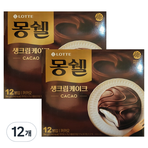 몽쉘 생크림케이크 카카오, 384g, 12개