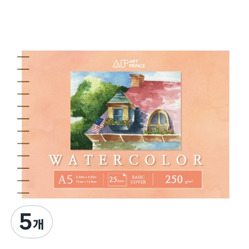 두성 아트프린스 워터컬러 수채화용 스프링 스케치북 250g W06, A5, 25매, 5개