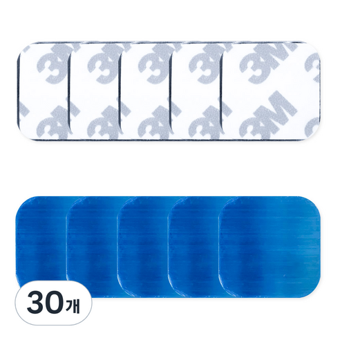 디와이엔텍 후면부착 자석 접착식 스틸 사각철판 24mm, 실버, 30개