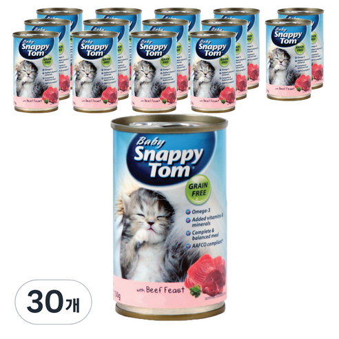 스내피톰 생후 3개월 이후 고양이 베이비 피스트 파테 주식캔 15p, 비프, 150g, 30개