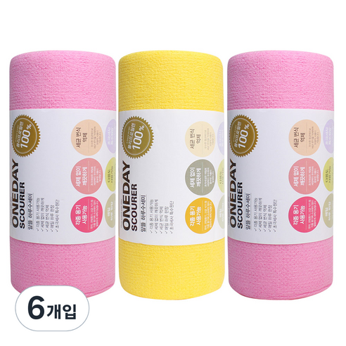 크로바몰 알뜰 하루수세미 60매, 6개입, 랜덤 발송