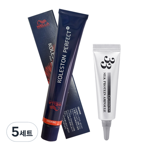 웰라 콜레스톤 퍼펙트 플러스 염모제 80g + 셀리본 33 실크 프로틴 앰플 12ml, 5세트, 12/1