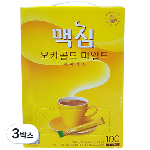 맥심 모카골드 마일드 커피믹스, 11.7g, 100개입, 3박스