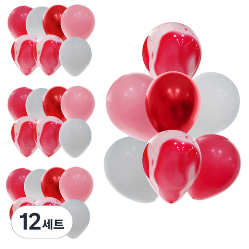 이베이비랜드 마블풍선 세트 7p, 핑크, 12세트