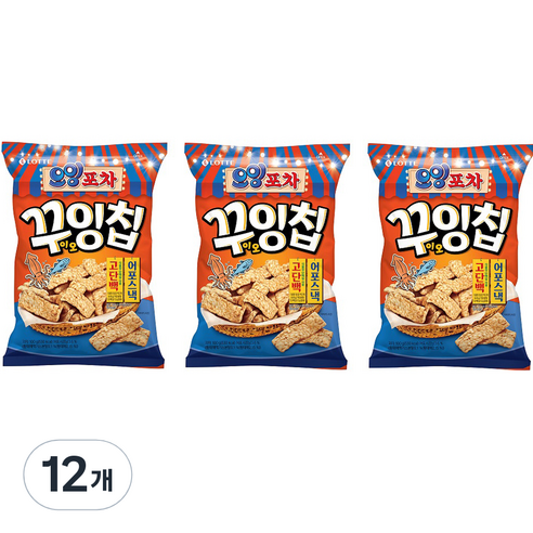 롯데제과 오잉포차 꾸이오잉칩 스낵, 12개, 100g