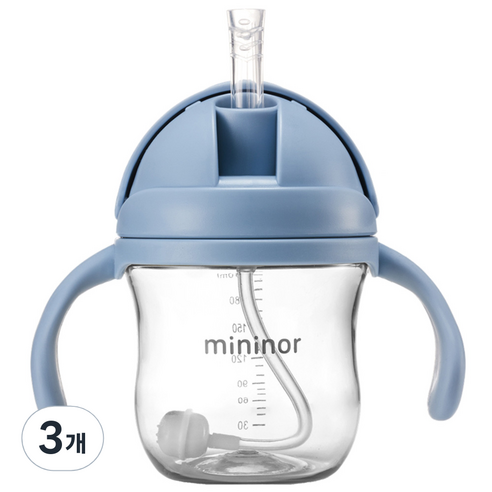미니노어 트라이탄 빨대쥬스컵 빨대컵 220ml, 블루, 3개