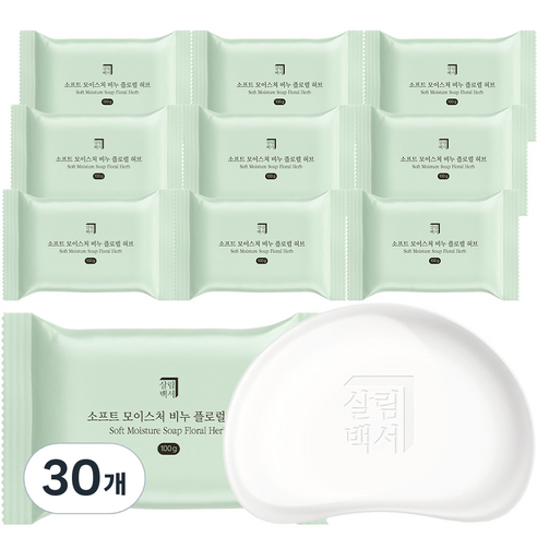 살림백서 소프트 모이스처 목욕비누 플로럴 허브향, 100g, 30개