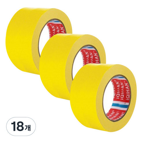 iQIHAN 칼라 마스킹 종이테이프 50mm x 15m, 옐로우, 18개