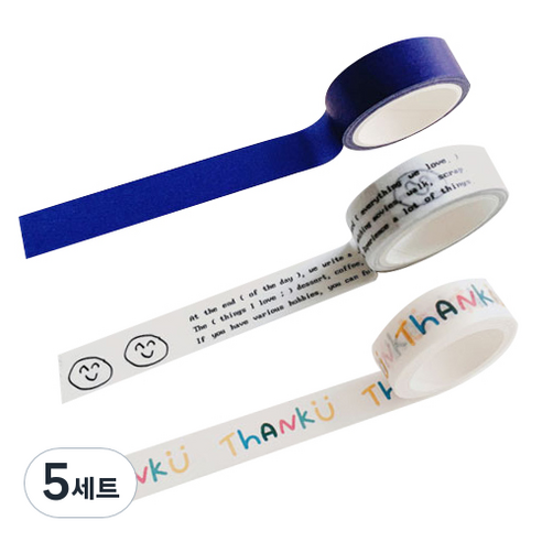 미빌 인별 감성 다꾸 마스킹테이프 3종 세트, B, 5세트