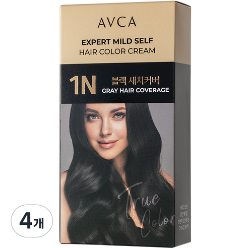 아브카 엑스퍼트 순한 셀프 염색 새치 전용 염모제, 블랙, 4개