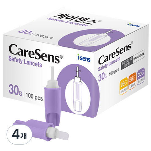 케어센스 일회용 멸균 자동 랜싯 30G 1.4mm, 4개, 100개입