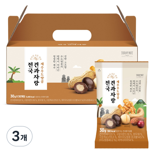 투데이넛 전국견과자랑 제주우도땅콩 900g, 3개