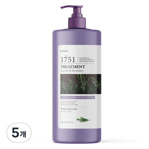 메르헨트 티트리 앤 로즈마리 대용량 헤어 트리트먼트 화이트머스크, 1500ml, 5개