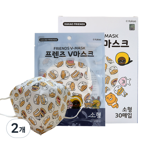 프렌즈V마스크 새부리형 2D 마스크 소형, 튜브 화이트, 2개, 30개입