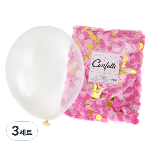 리빙다 투명풍선 30cm 50p + 컨페티 1cm 50g, 푸치샤톤, 3세트