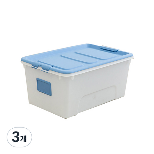리빙숲 스퀘어 리빙박스3, 블루, 52L, 3개