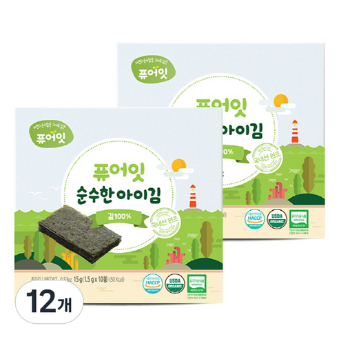 퓨어잇 순수한 아이김, 김, 15g, 12개