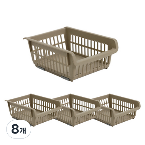 코지 스테커블 바스켓 S, 브라운, 8개