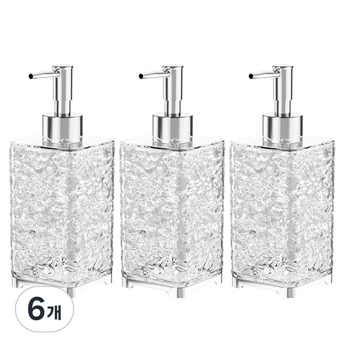 모나코올리브 샹드리에 사각 세제 디스펜서 400ml, 투명, 6개