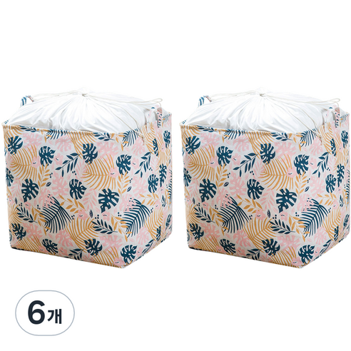 옷 이불 보관 바구니 140L, 분홍식물, 6개
