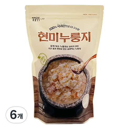 태광선식 일일곡식 국산 현미 누룽지, 800g, 6개