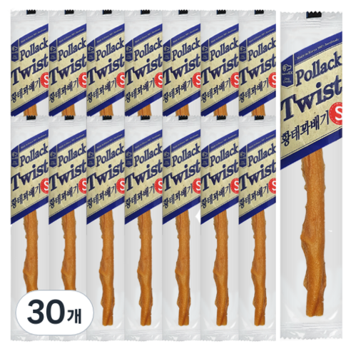 네츄럴이엑스 강아지 꽈배기 건조간식 S, 황태, 7g, 30개