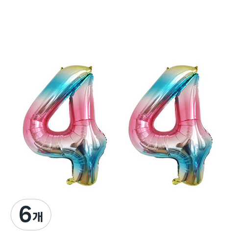 윰스 로즈쿼츠세레니티 디지털 숫자풍선 81cm, 숫자4, 6개