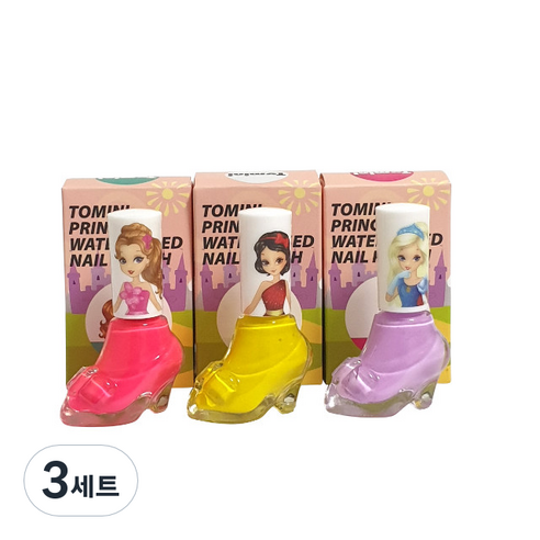 투미니 어린이 프린세스 수성 매니큐어, D세트(퍼플홀릭, 옐로우, 체리핑크), 3세트