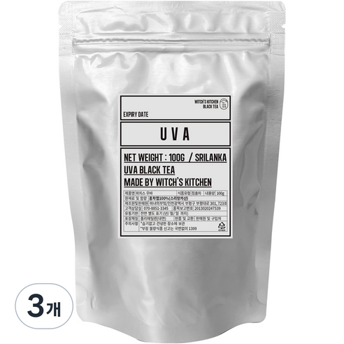 마녀의부엌 우바 밀크티용 홍차, 100g, 3개