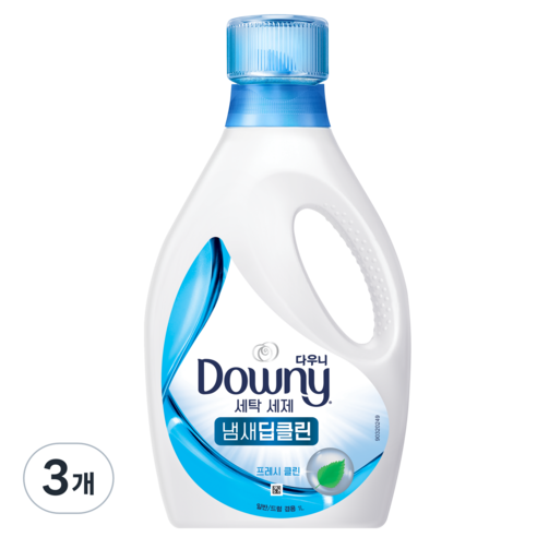 다우니 프리미엄 상쾌한향 액체형 세제 냄새딥클린 블루 본품, 1L, 3개