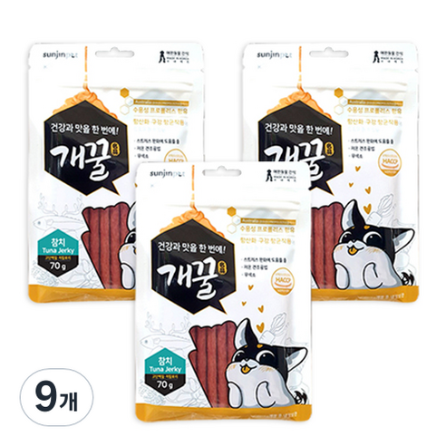 에이치디씨 개꿀 프로폴리스져키 강아지간식 70g, 참치, 9개