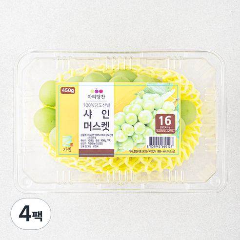 아리당찬 비파괴 당도선별 샤인머스켓, 450g, 4팩