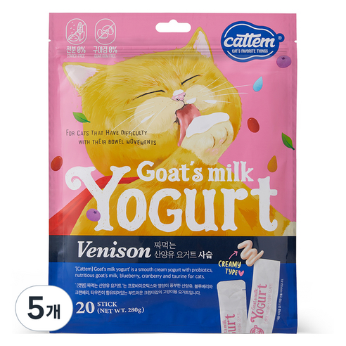 캣템 고양이 산양유 요거트 츄르 20p, 사슴, 280g, 5개