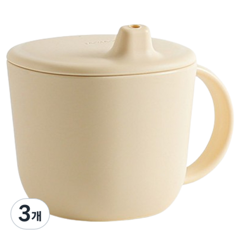 탁가온 네모 에코젠 유아용 스파우트컵 320ml, 3개, 옐로우
