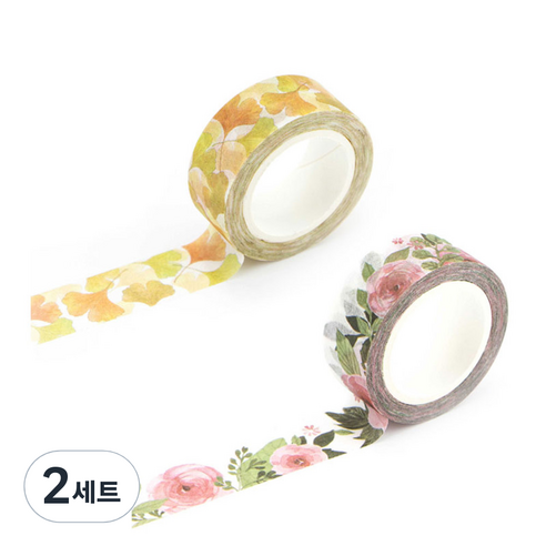 라이프포인트 내츄럴 일러스트 마스킹 테이프 11동백나무 세트, 11동백나무, 17은행나무, 2세트