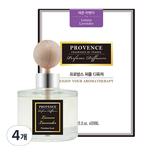 더허브샵 프로방스 퍼퓸 차량용 디퓨저, 레몬 라벤더, 120ml, 4개