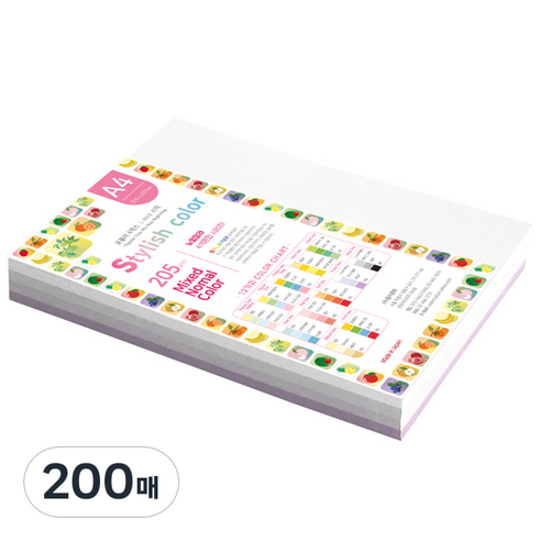 종이문화 스타일리쉬 시즌칼라 색지 혼합 122 SN-Purple Tone 205g, A4, 200매