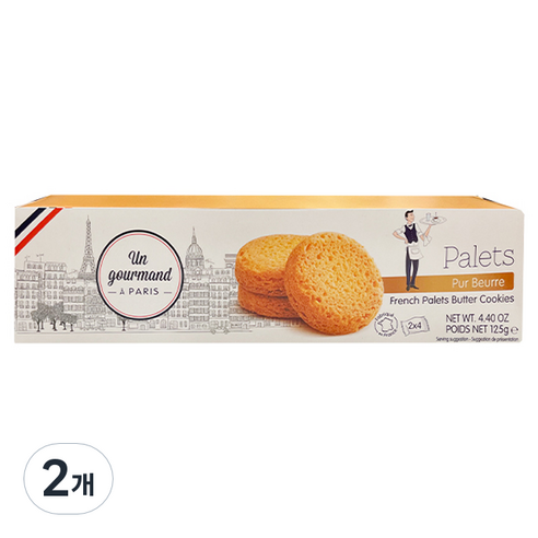 파티셰리 팔렛 버터 쿠키, 125g, 2개