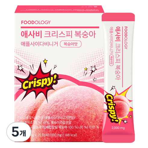 푸드올로지 초모 애사비 크리스피 복숭아맛, 20회분, 5개